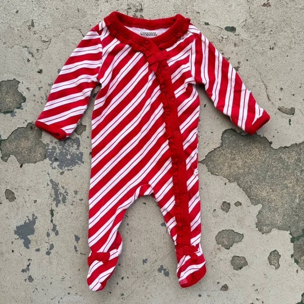 Candy Cane Stripe Holiday Pajama Onesie